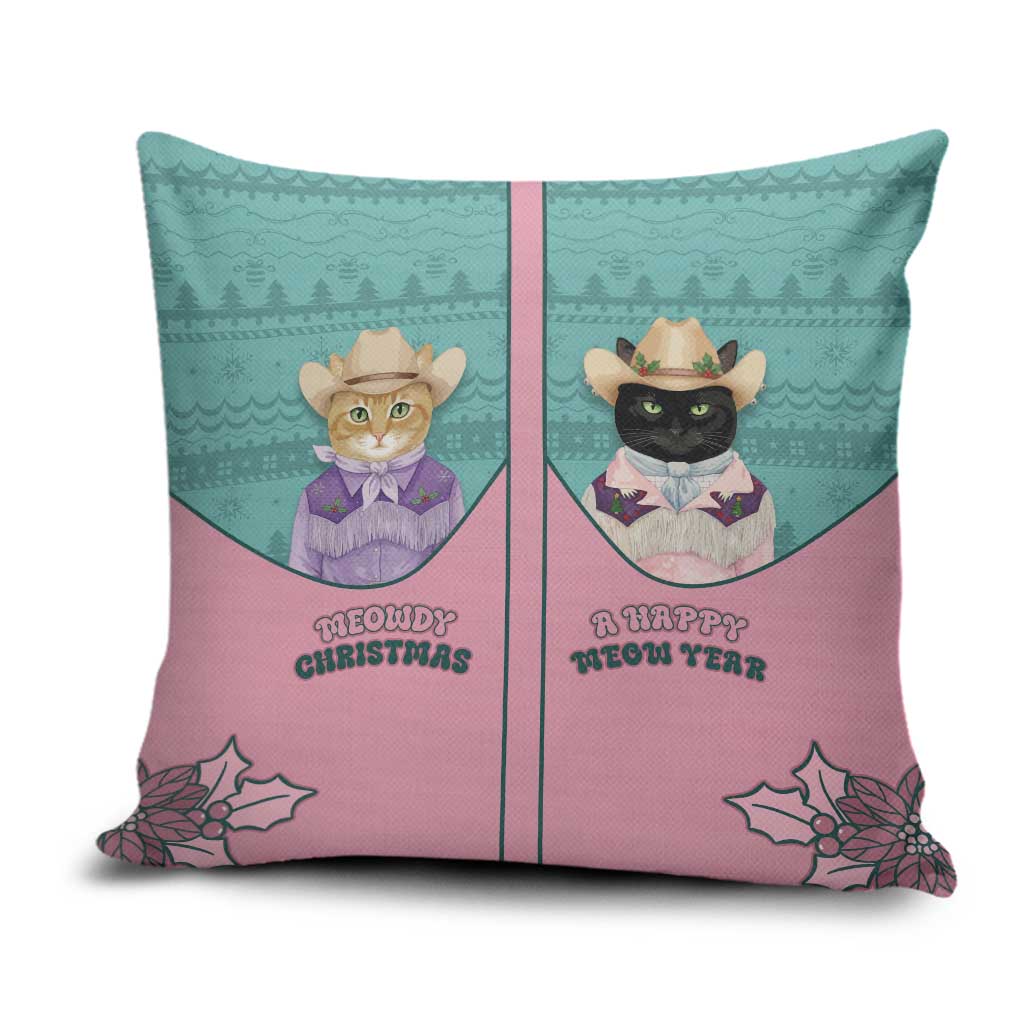 Western Yoke Pillow Cover Meowdy Christmas And A Meow Year - Wonder Print Shop