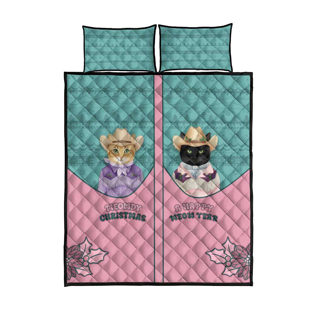 Western Yoke Quilt Bed Set Meowdy Christmas And A Meow Year - Wonder Print Shop