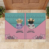 Western Yoke Rubber Doormat Meowdy Christmas And A Meow Year - Wonder Print Shop