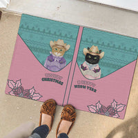 Western Yoke Rubber Doormat Meowdy Christmas And A Meow Year - Wonder Print Shop