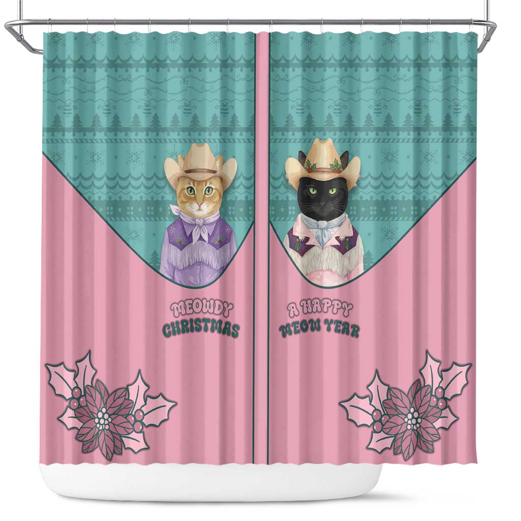 Western Yoke Shower Curtain Meowdy Christmas And A Meow Year - Wonder Print Shop