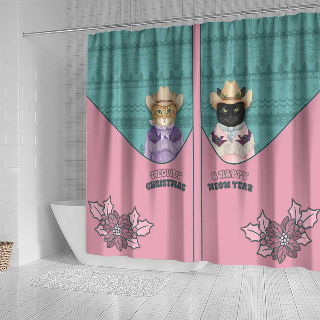 Western Yoke Shower Curtain Meowdy Christmas And A Meow Year - Wonder Print Shop