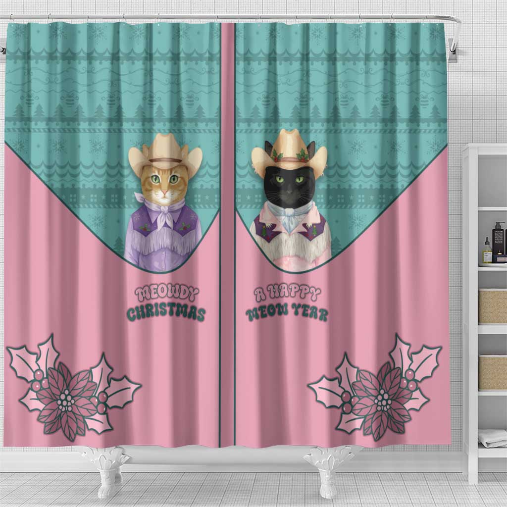 Western Yoke Shower Curtain Meowdy Christmas And A Meow Year - Wonder Print Shop