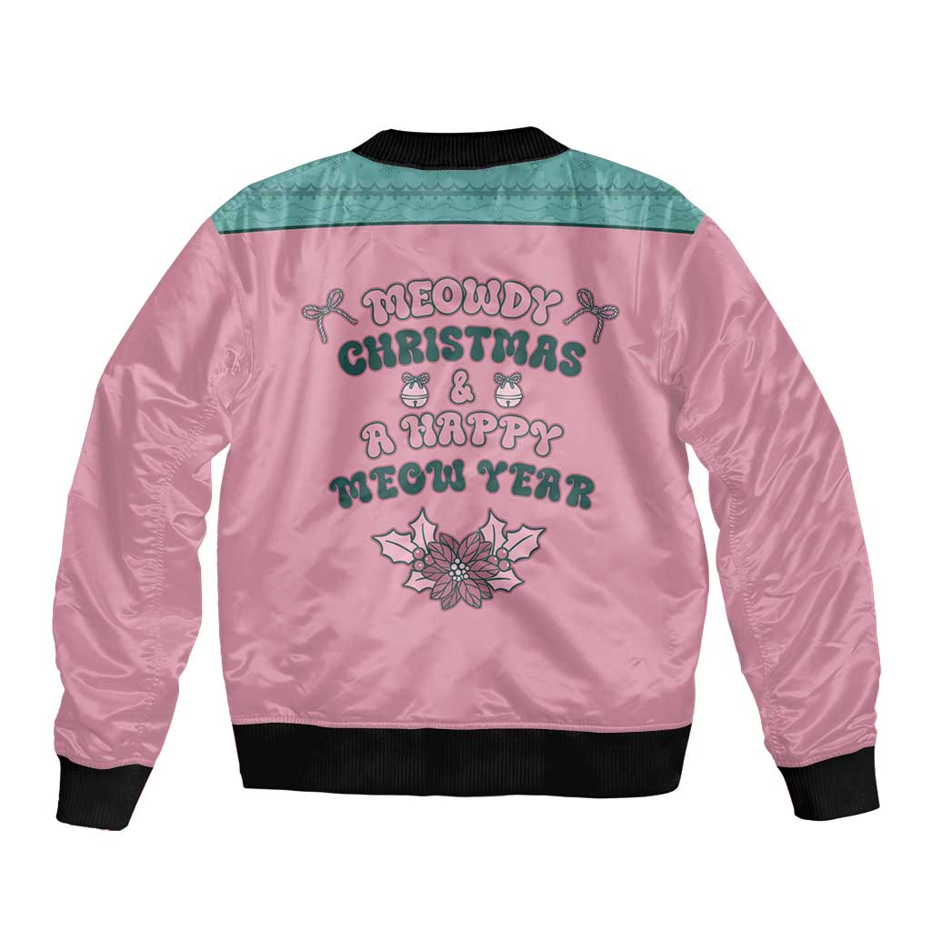 Western Yoke Sleeve Zip Bomber Jacket Meowdy Christmas And A Meow Year - Wonder Print Shop