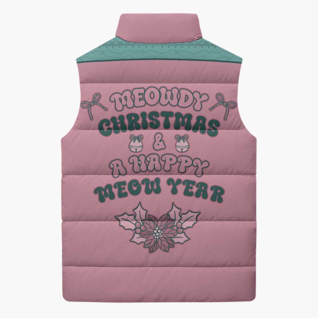 Western Yoke Sleeveless Puffer Jacket Meowdy Christmas And A Meow Year - Wonder Print Shop