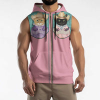 Western Yoke Sleeveless Zip Hoodie Meowdy Christmas And A Meow Year - Wonder Print Shop