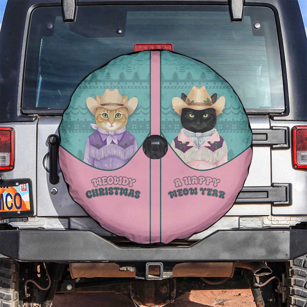 Western Yoke Spare Tire Cover Meowdy Christmas And A Meow Year - Wonder Print Shop