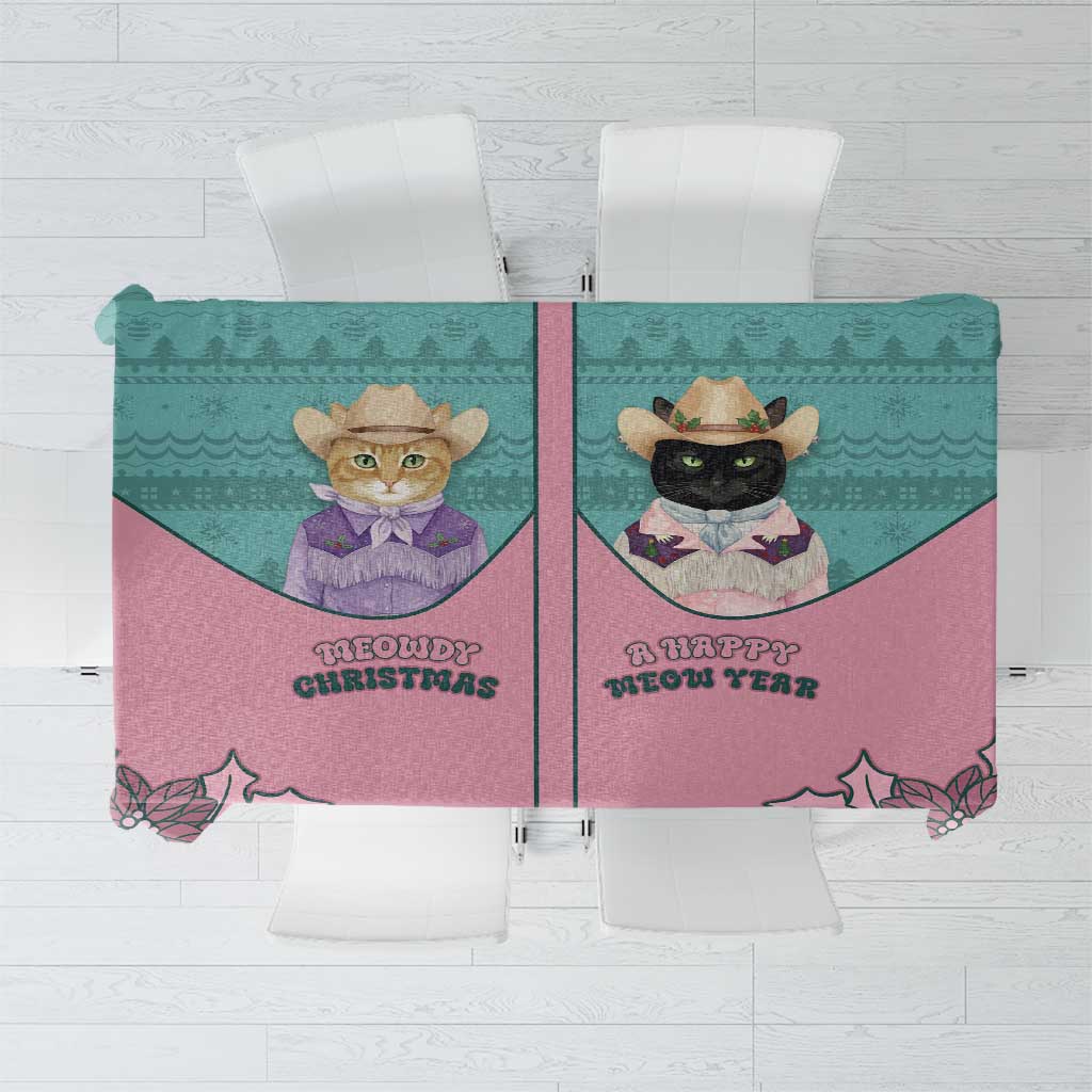 Western Yoke Tablecloth Meowdy Christmas And A Meow Year - Wonder Print Shop