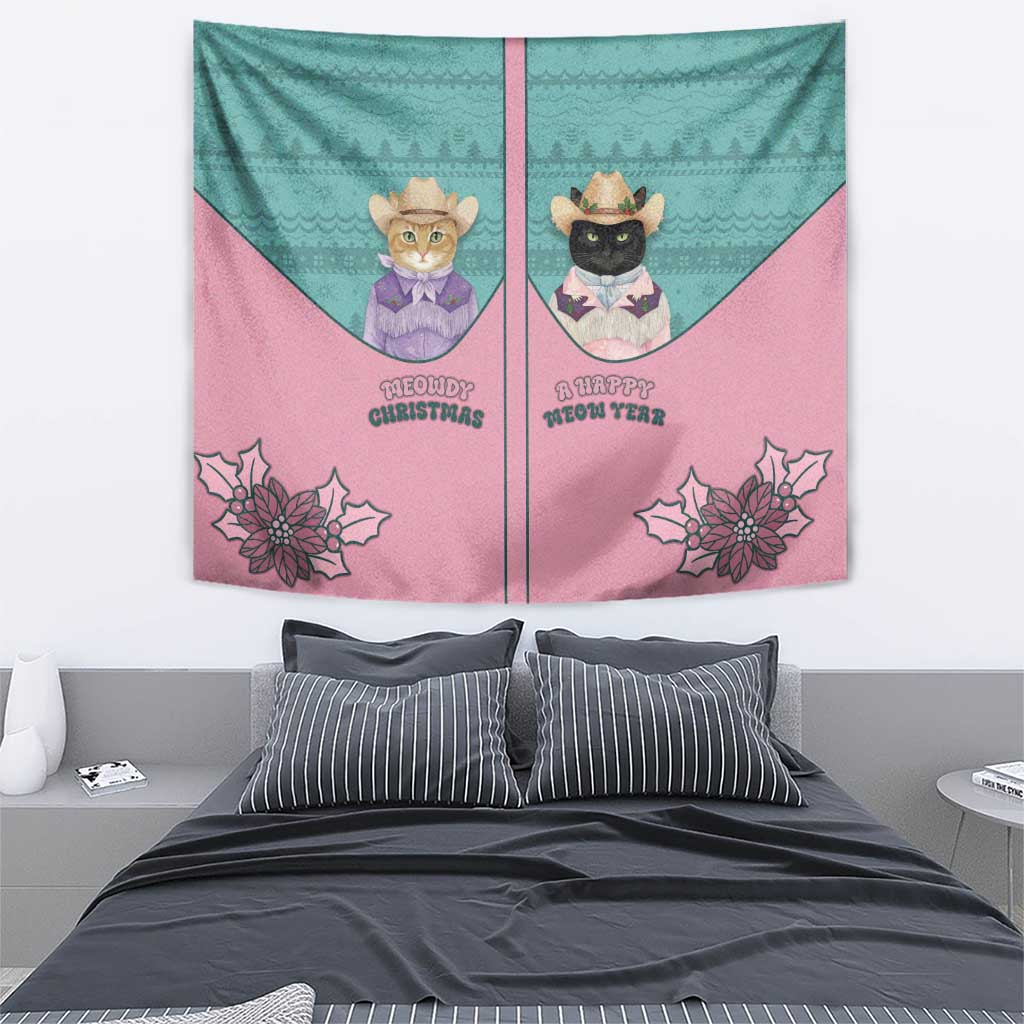 Western Yoke Tapestry Meowdy Christmas And A Meow Year - Wonder Print Shop