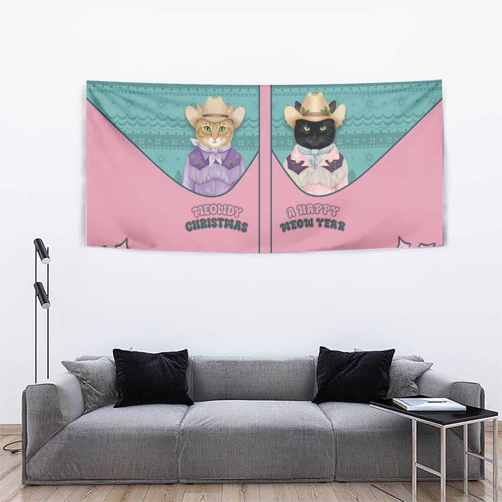Western Yoke Tapestry Meowdy Christmas And A Meow Year - Wonder Print Shop