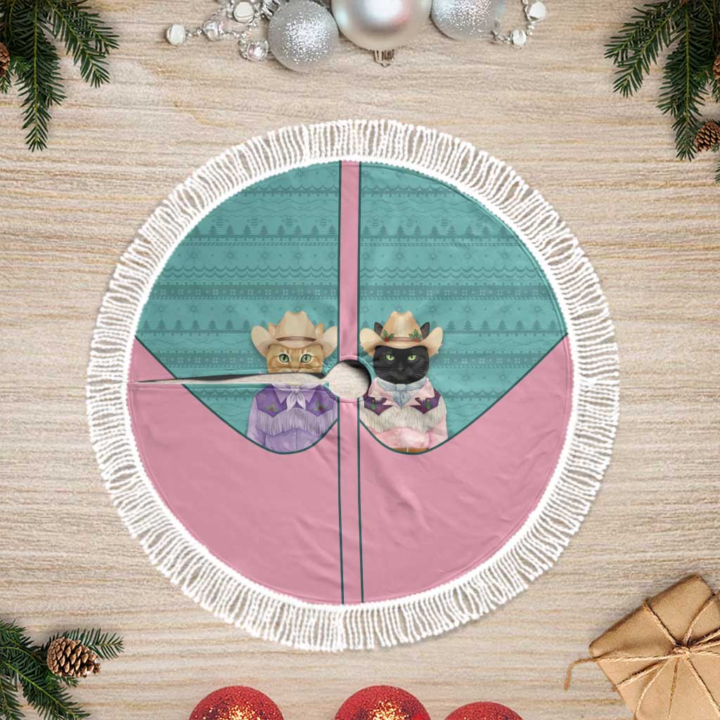 Western Yoke Tree Skirt Meowdy Christmas And A Meow Year - Wonder Print Shop