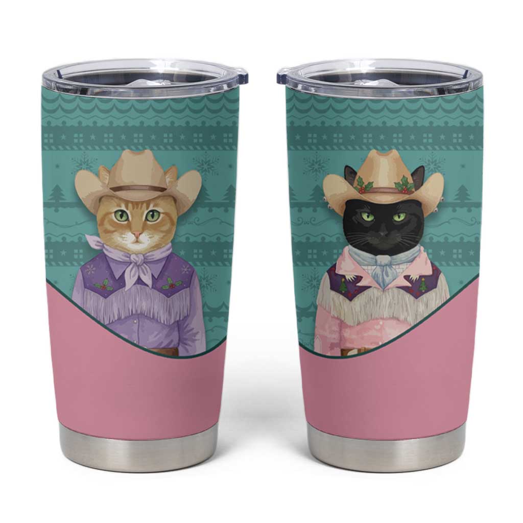 Western Yoke Tumbler Cup Meowdy Christmas And A Meow Year - Wonder Print Shop