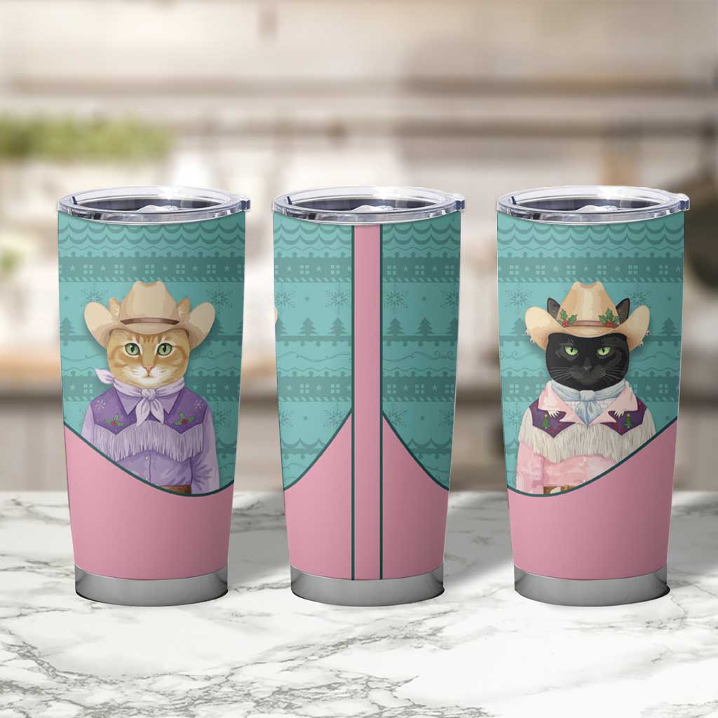 Western Yoke Tumbler Cup Meowdy Christmas And A Meow Year - Wonder Print Shop