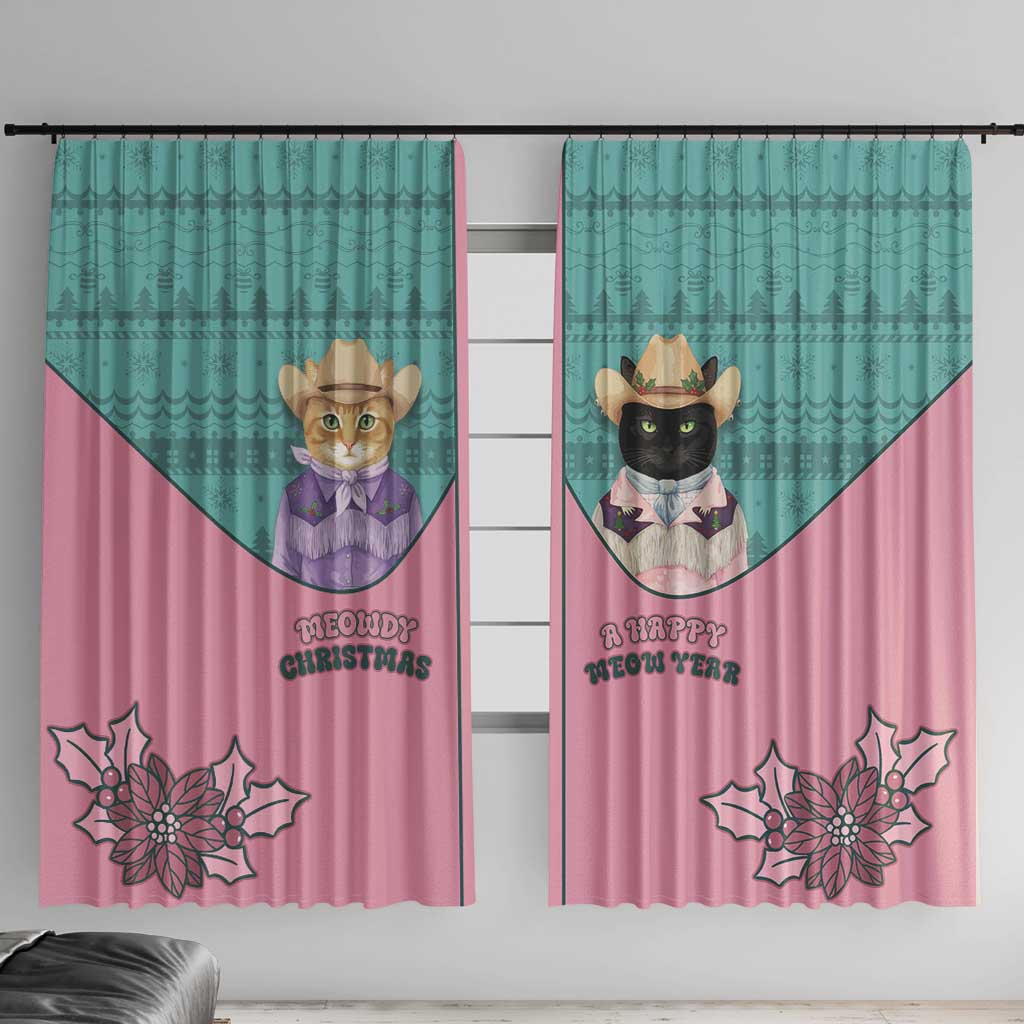 Western Yoke Window Curtain Meowdy Christmas And A Meow Year - Wonder Print Shop