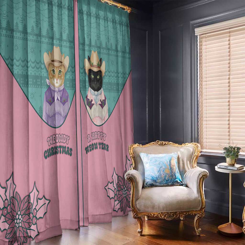 Western Yoke Window Curtain Meowdy Christmas And A Meow Year - Wonder Print Shop