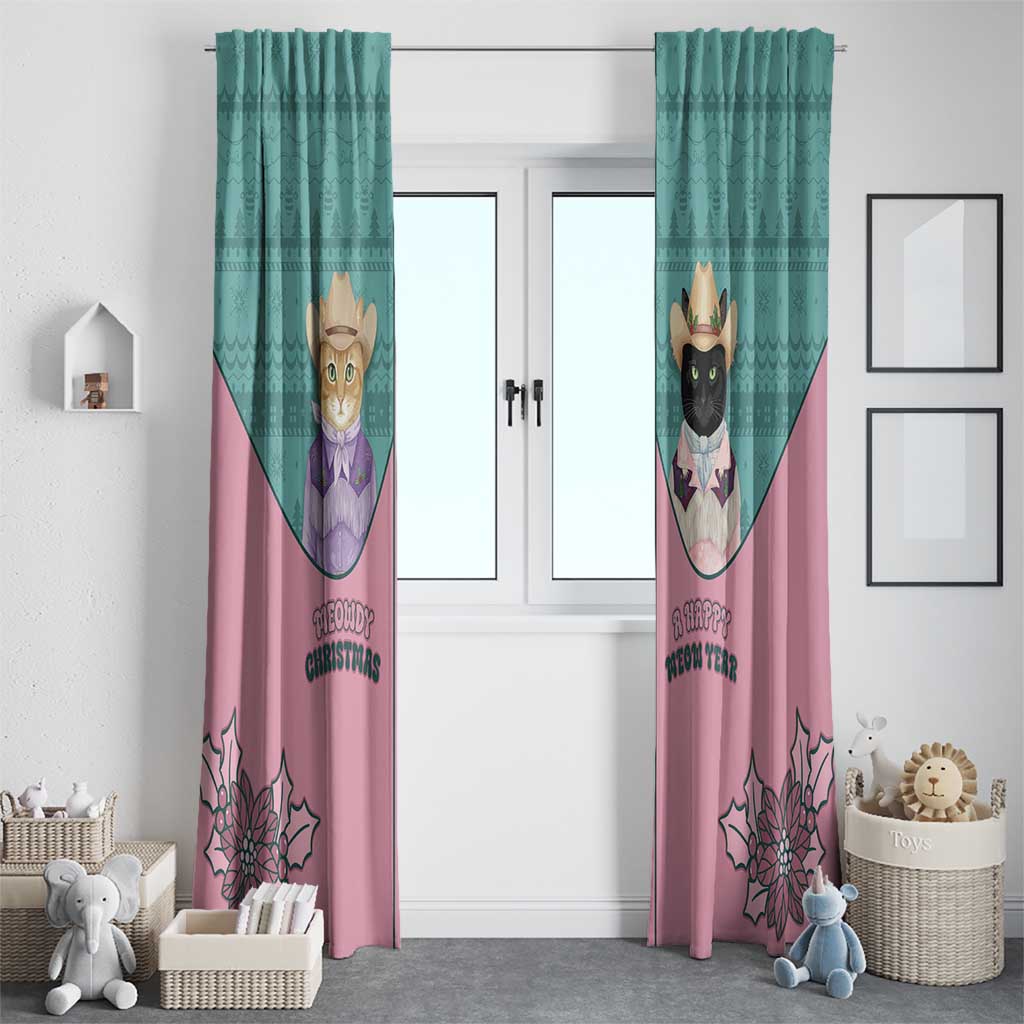 Western Yoke Window Curtain Meowdy Christmas And A Meow Year - Wonder Print Shop