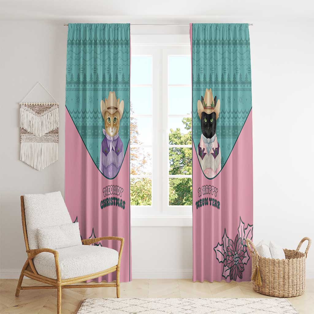Western Yoke Window Curtain Meowdy Christmas And A Meow Year - Wonder Print Shop