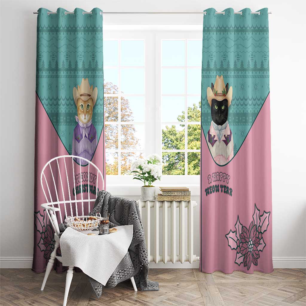 Western Yoke Window Curtain Meowdy Christmas And A Meow Year - Wonder Print Shop