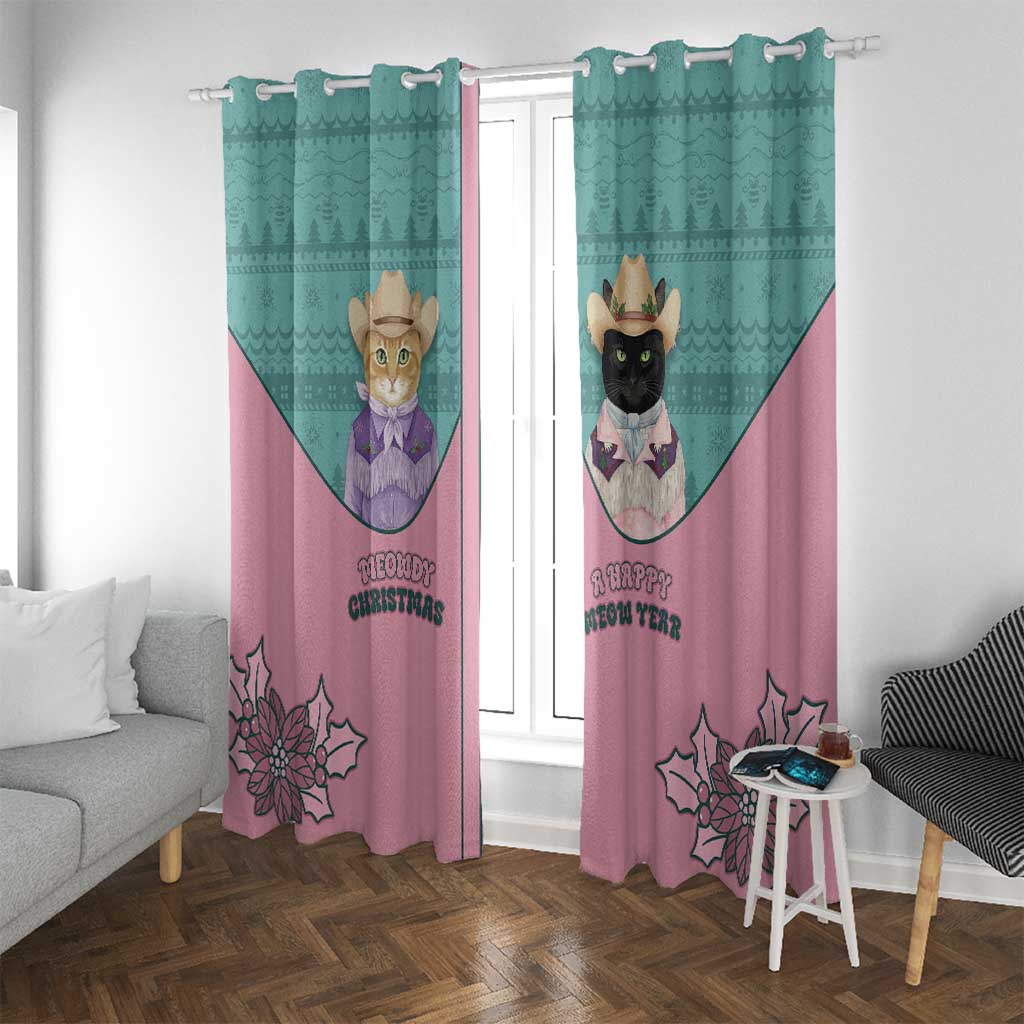 Western Yoke Window Curtain Meowdy Christmas And A Meow Year - Wonder Print Shop