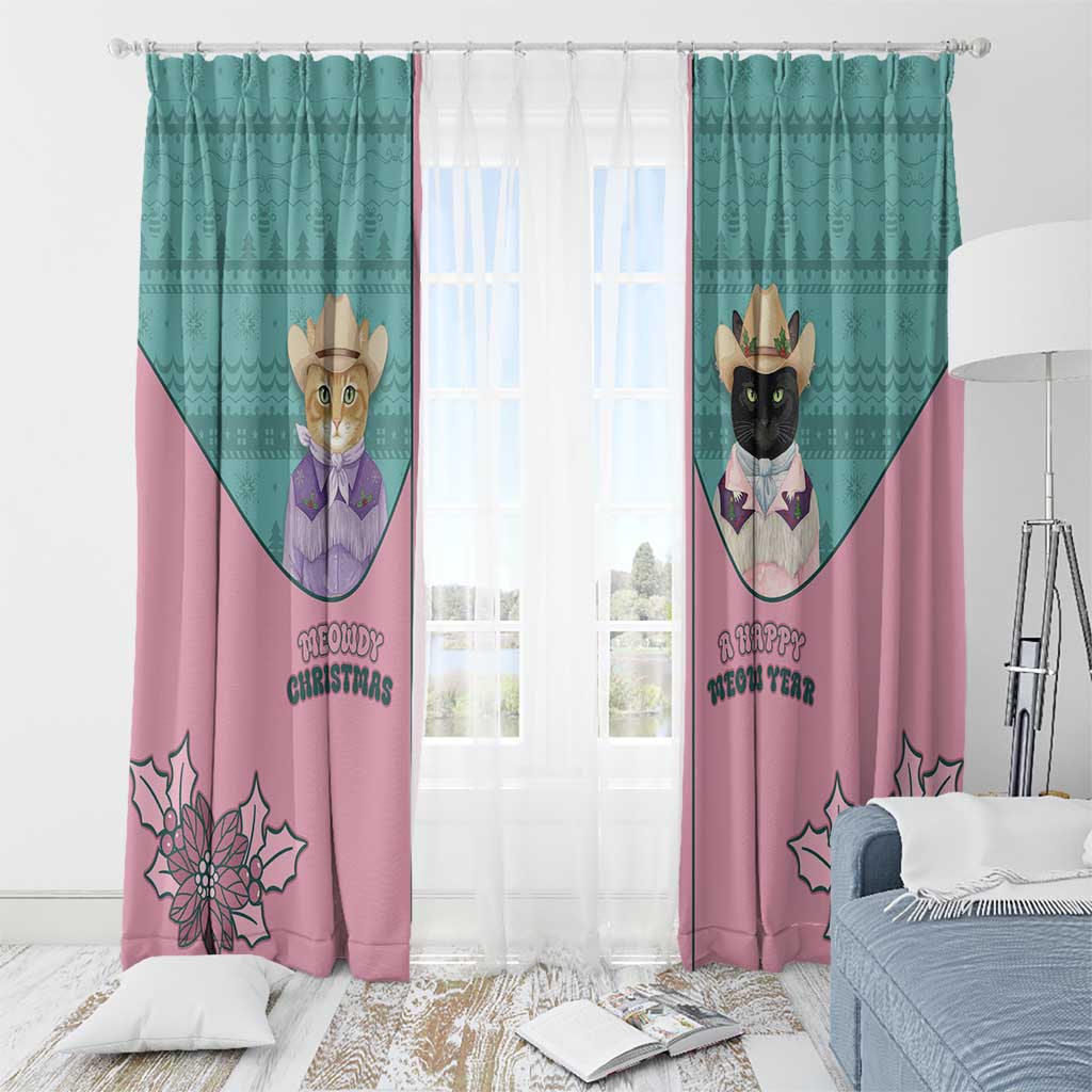 Western Yoke Window Curtain Meowdy Christmas And A Meow Year - Wonder Print Shop