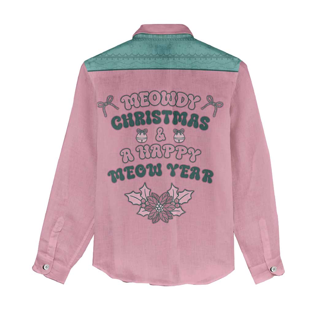 Western Yoke Women Casual Shirt Meowdy Christmas And A Meow Year - Wonder Print Shop