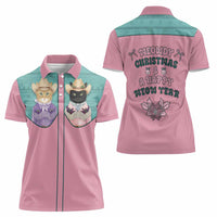 Western Yoke Women Polo Shirt Meowdy Christmas And A Meow Year - Wonder Print Shop