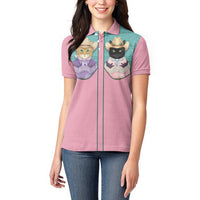 Western Yoke Women Polo Shirt Meowdy Christmas And A Meow Year - Wonder Print Shop