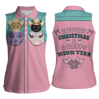 Western Yoke Women Sleeveless Polo Shirt Meowdy Christmas And A Meow Year - Wonder Print Shop