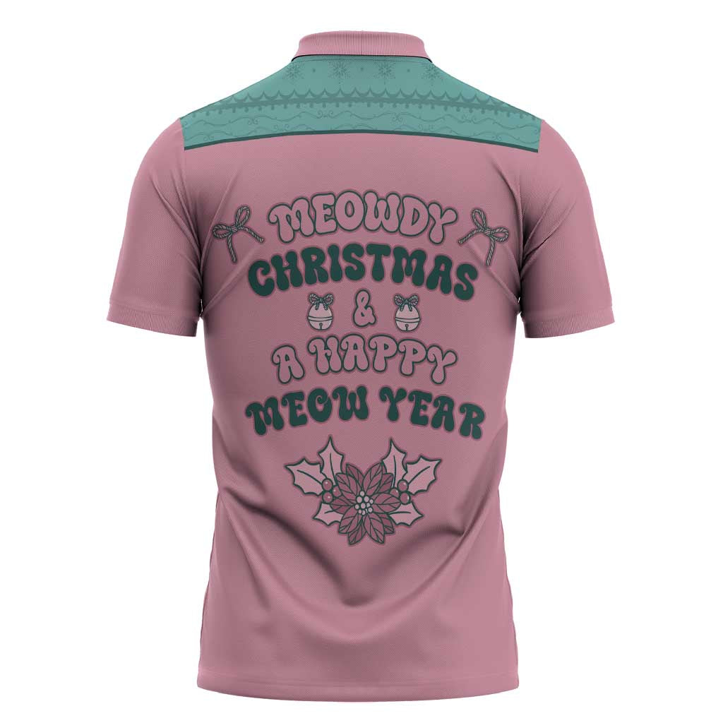 Western Yoke Zipper Polo Shirt Meowdy Christmas And A Meow Year - Wonder Print Shop