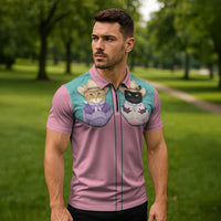 Western Yoke Zipper Polo Shirt Meowdy Christmas And A Meow Year - Wonder Print Shop