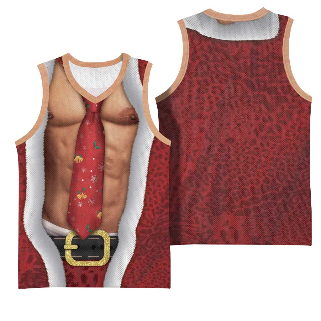 Christmas Costume Basketball Jersey Muscle Santa - Wonder Print Shop