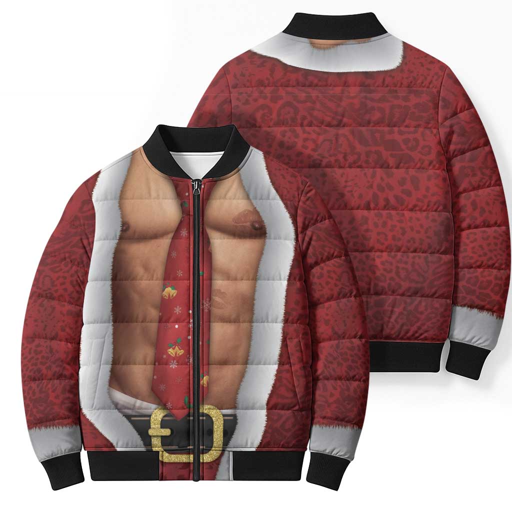 Christmas Costume Bomber Puffer Jacket Muscle Santa - Wonder Print Shop