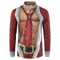 Christmas Costume Button Sweatshirt Muscle Santa - Wonder Print Shop