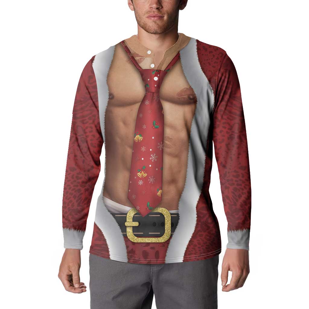 Christmas Costume Button Sweatshirt Muscle Santa - Wonder Print Shop