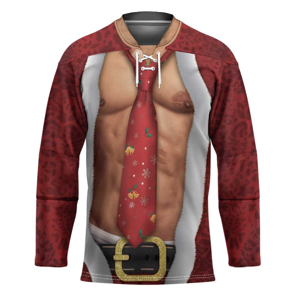Christmas Costume Hockey Jersey Muscle Santa - Wonder Print Shop