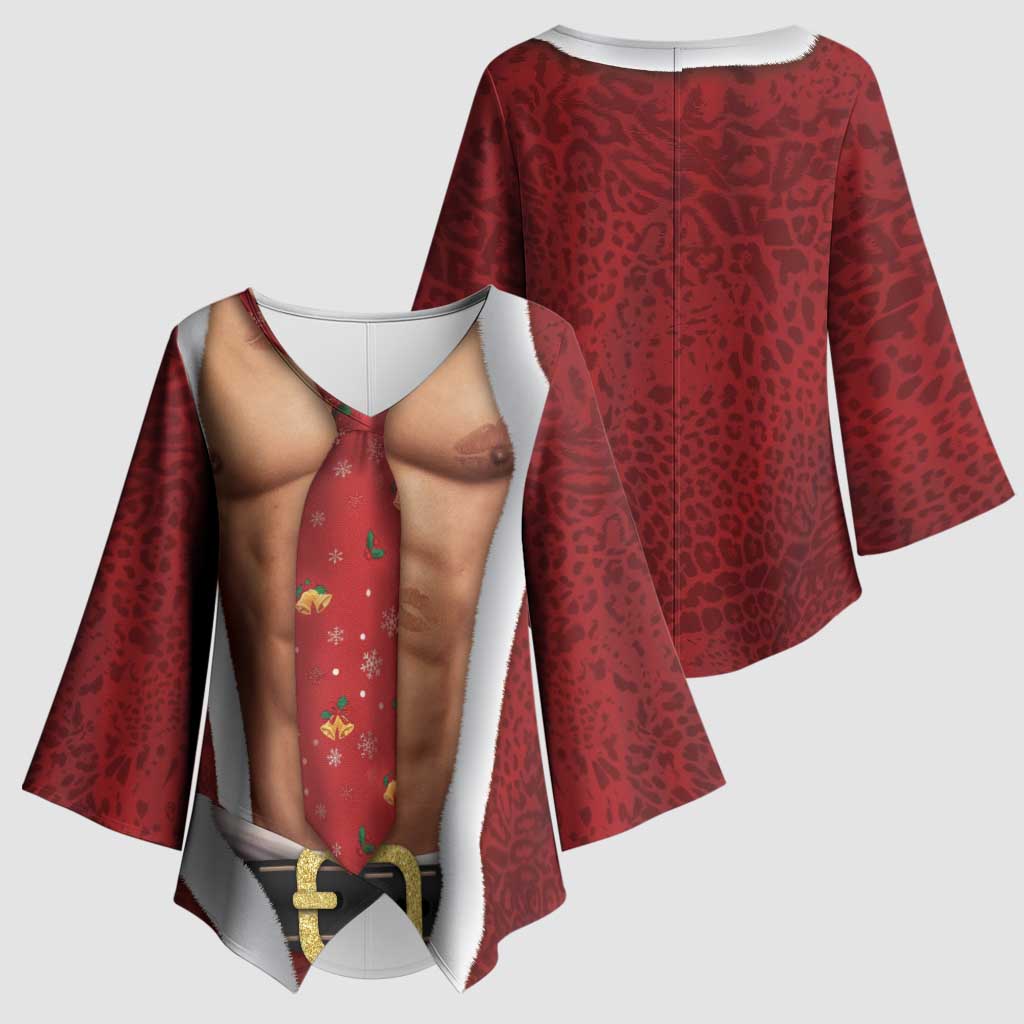 Christmas Costume Kimono Sleeve Blouse Muscle Santa - Wonder Print Shop