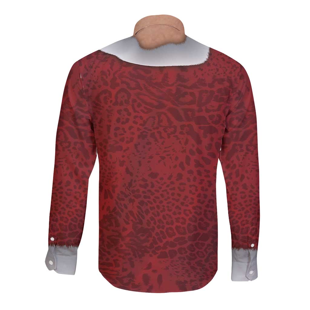 Christmas Costume Long Sleeve Button Shirt Muscle Santa - Wonder Print Shop