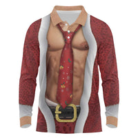 Christmas Costume Long Sleeve Polo Shirt Muscle Santa - Wonder Print Shop