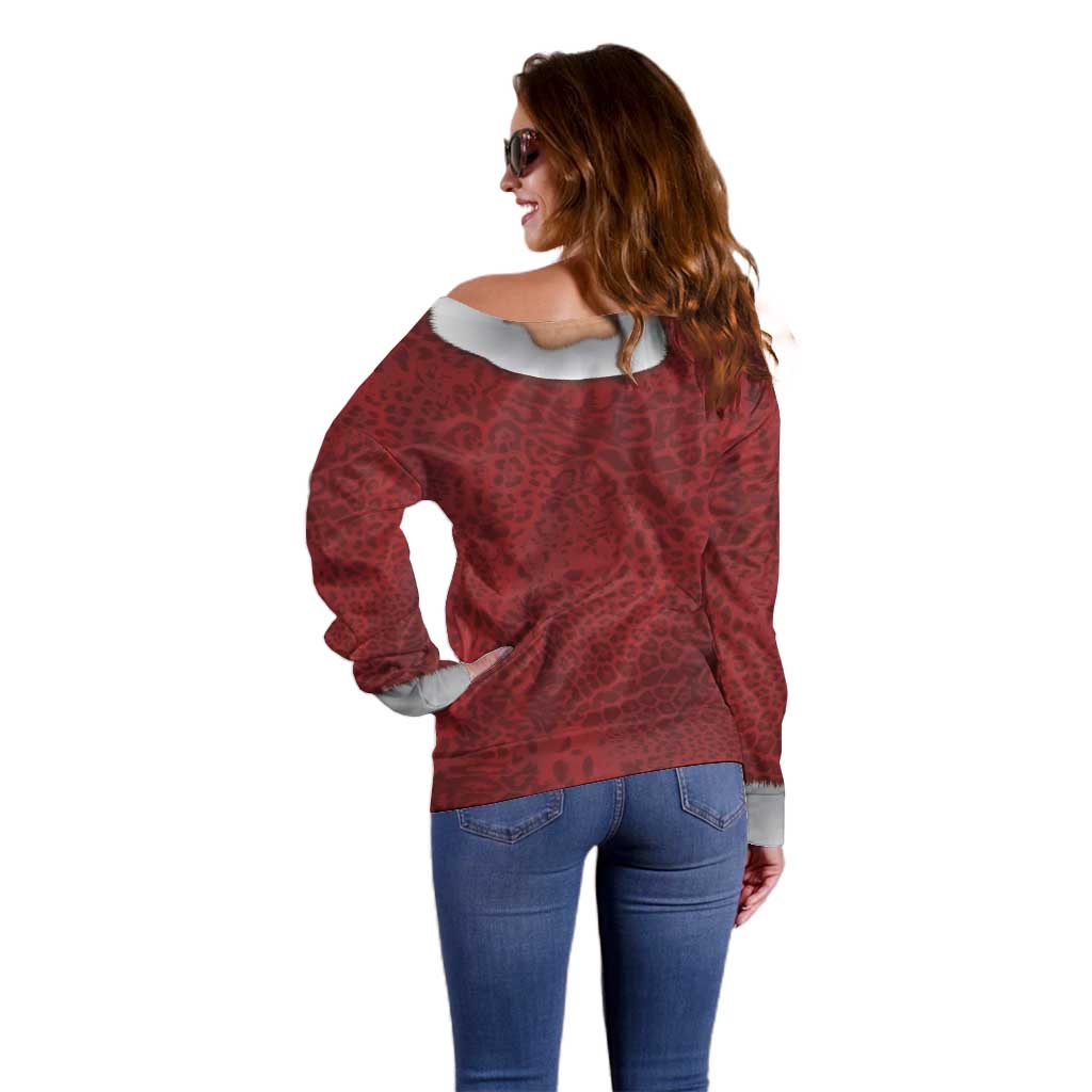 Christmas Costume Off Shoulder Sweater Muscle Santa - Wonder Print Shop