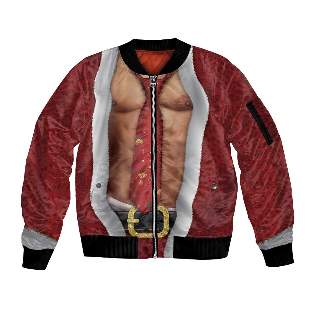 Christmas Costume Sleeve Zip Bomber Jacket Muscle Santa - Wonder Print Shop