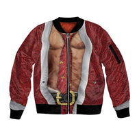 Christmas Costume Sleeve Zip Bomber Jacket Muscle Santa - Wonder Print Shop