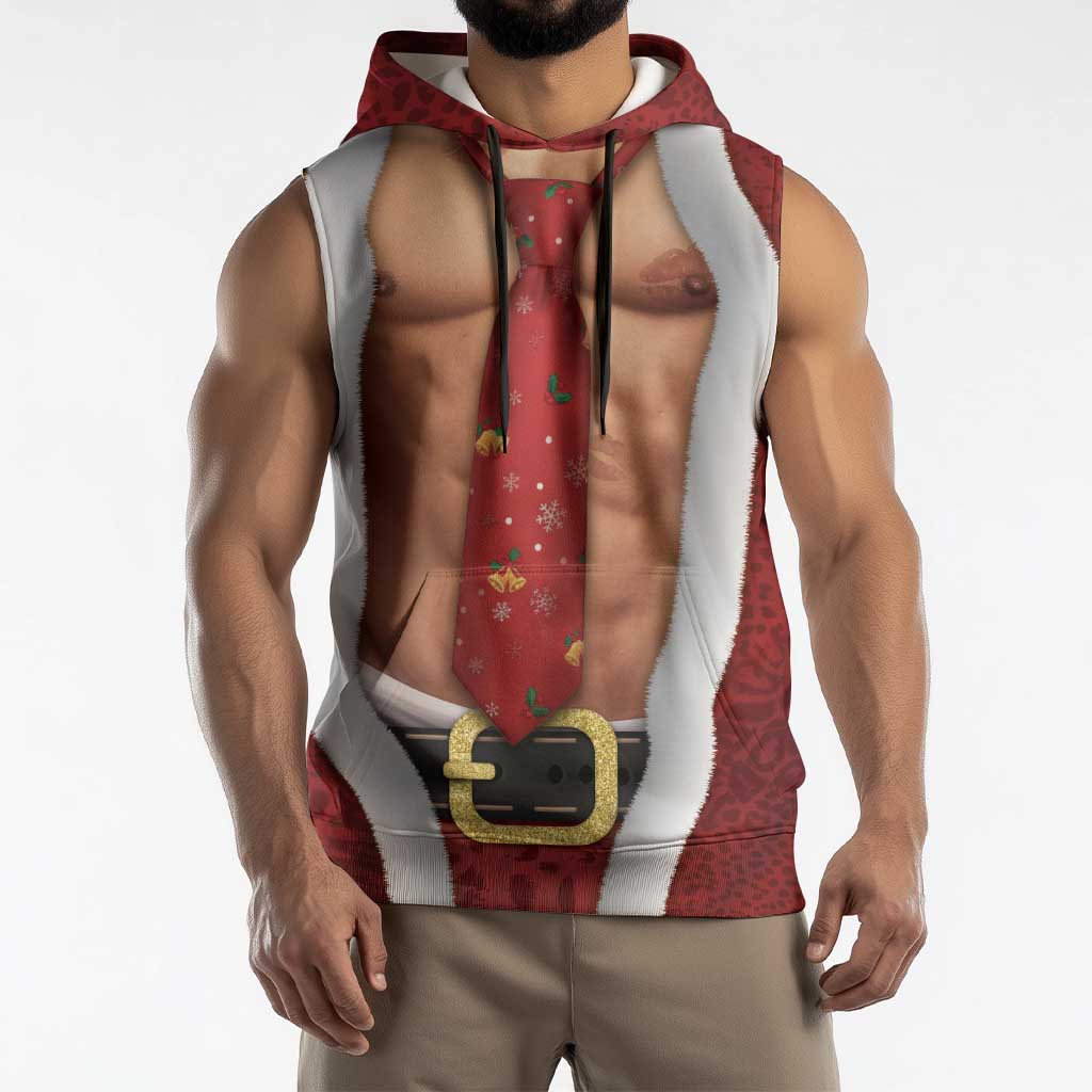 Christmas Costume Sleeveless Hoodie Muscle Santa - Wonder Print Shop