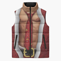 Christmas Costume Sleeveless Puffer Jacket Muscle Santa - Wonder Print Shop