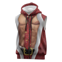 Christmas Costume Sleeveless Zip Hoodie Muscle Santa - Wonder Print Shop