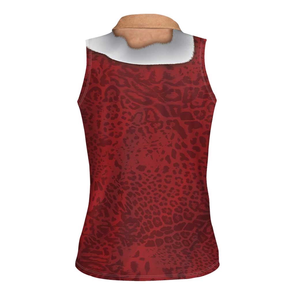 Christmas Costume Women Sleeveless Polo Shirt Muscle Santa - Wonder Print Shop