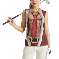 Christmas Costume Women Sleeveless Polo Shirt Muscle Santa - Wonder Print Shop