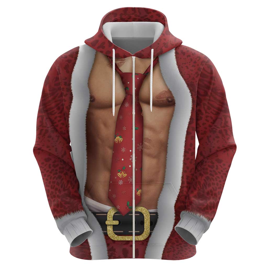 Christmas Costume Zip Hoodie Muscle Santa - Wonder Print Shop