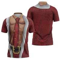 Christmas Costume Zipper Polo Shirt Muscle Santa - Wonder Print Shop