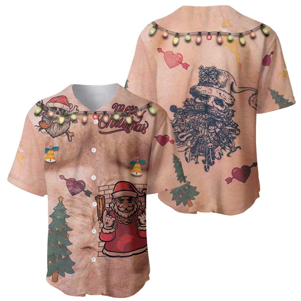 Christmas Costume Baseball Jersey Funny Hairy Body Xmas Tattoo - Wonder Print Shop