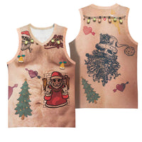 Christmas Costume Basketball Jersey Funny Hairy Body Xmas Tattoo - Wonder Print Shop